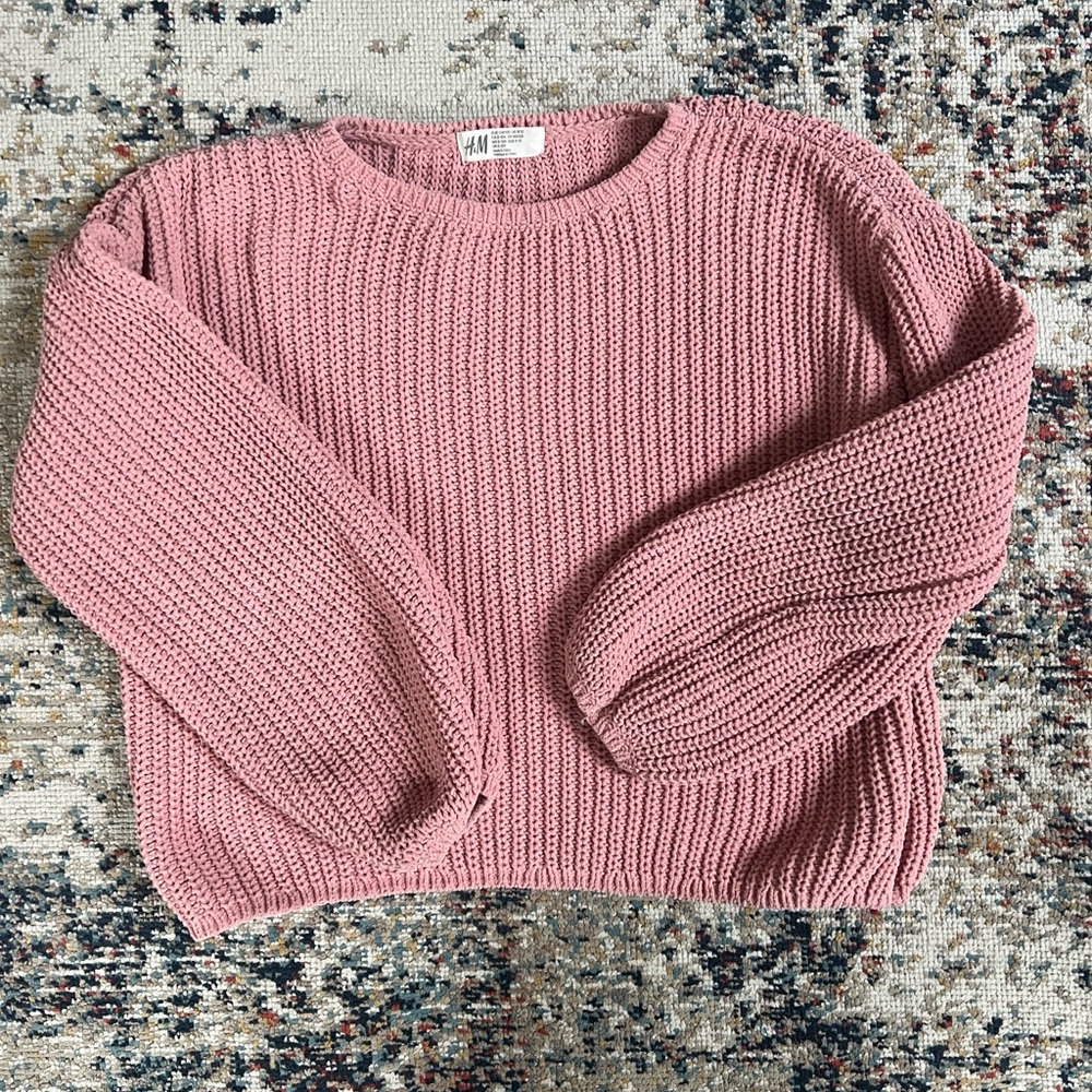 Girl H&M Dusty Rose Crew Neck Sweater
